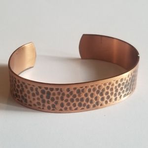 Vintage copper cuff bracelet solid hammered